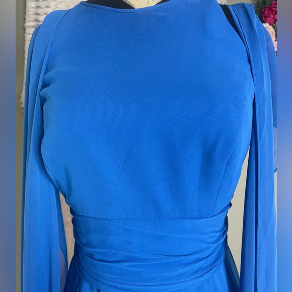 Dessy Collection Long Blue Formal Dress - Picture 3 of 5
